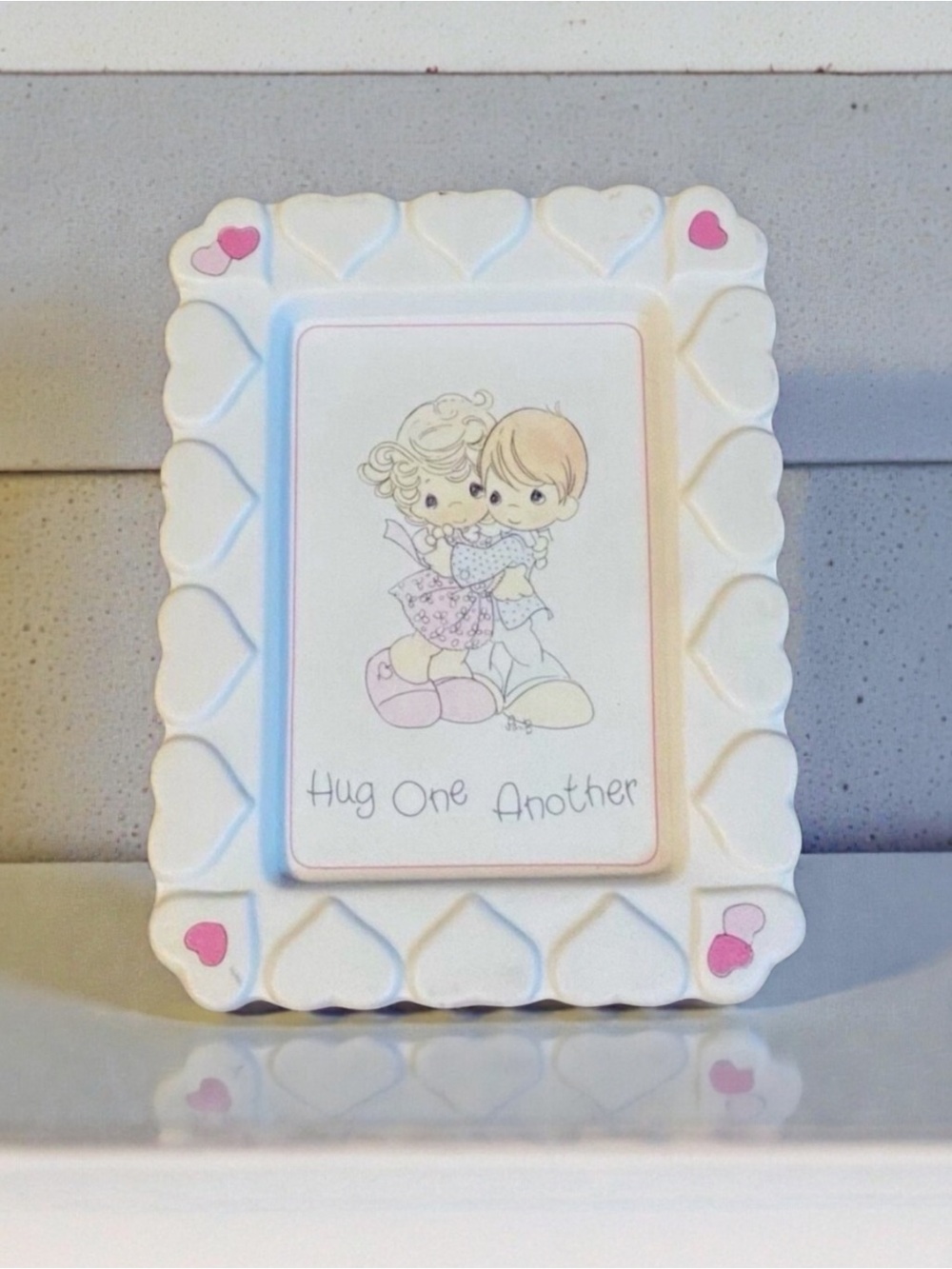 Vintage Precious Moments by Enesco Hug One Another Inspirational Plaque | 1989